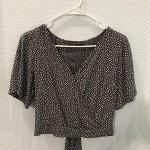 A&F Blue Polka Dot Wrap Blouse Size Small